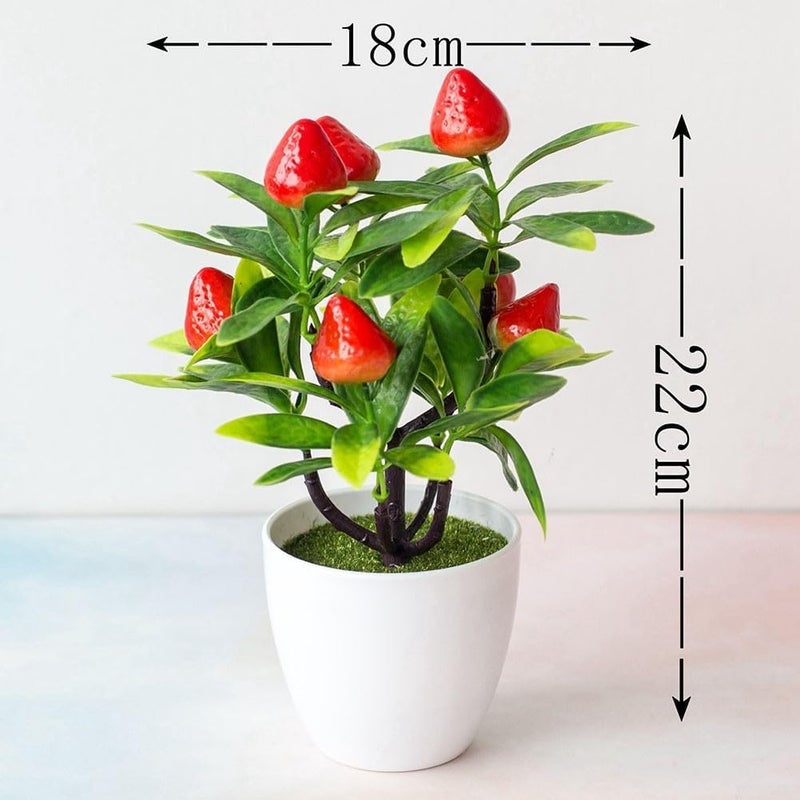 Artificial Bonsai Potted Plant 22x18cm Plastic Fake False Flower Decor for Home Bedroom Garden Wedding Party Office Restaurant Shop Courtyard(#1) - Image 2