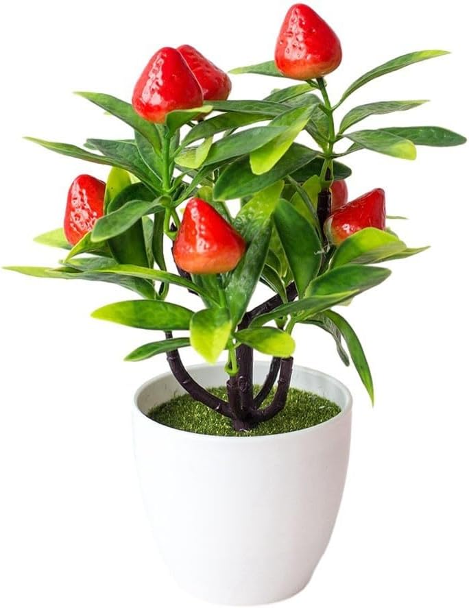Artificial Bonsai Potted Plant 22x18cm Plastic Fake False Flower Decor for Home Bedroom Garden Wedding Party Office Restaurant Shop Courtyard(#1) - Image 1