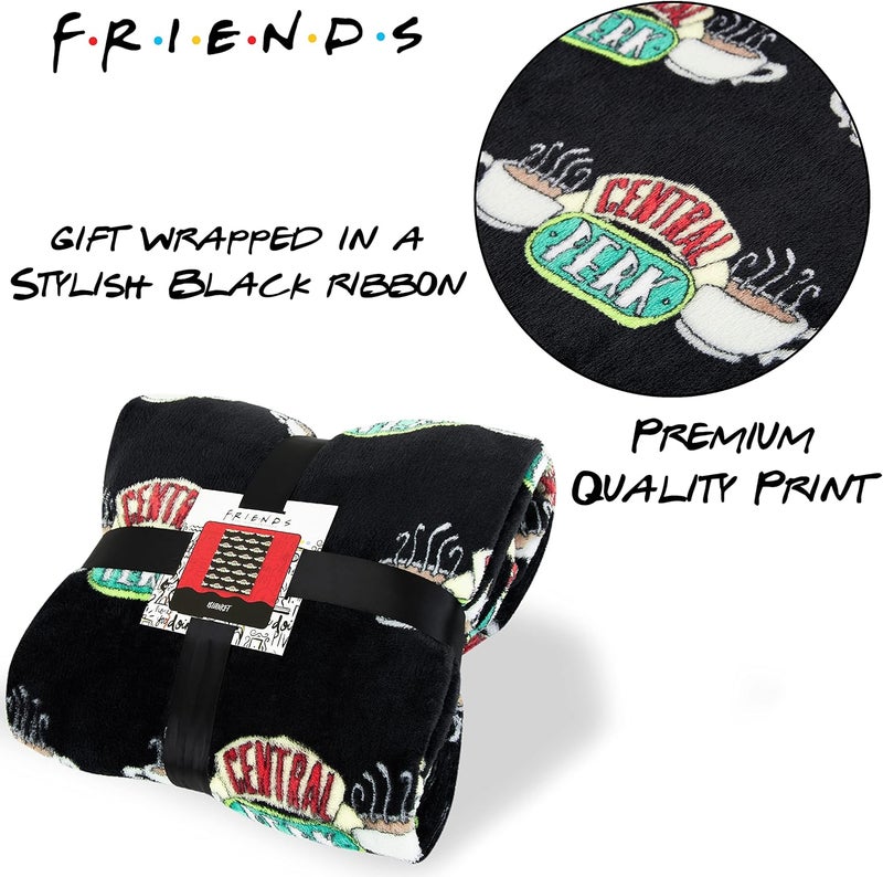 Friends TV Show Fleece Blanket, Super Soft Central Perk Blankets Throws, Warm And Cuddly Official Show Merchandise For Home (Black) - Image 3