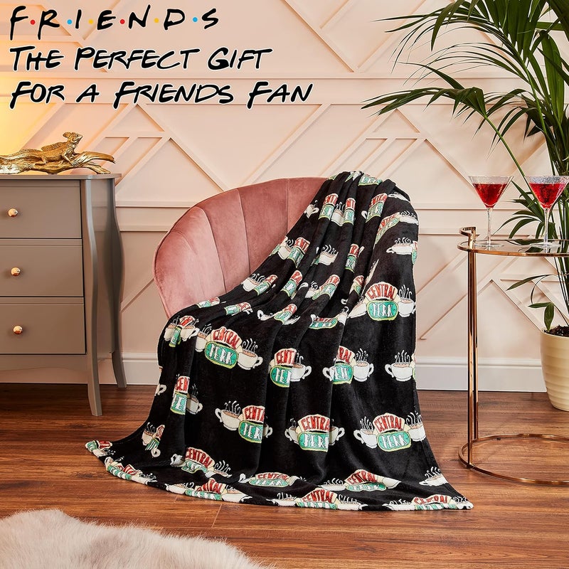 Friends TV Show Fleece Blanket, Super Soft Central Perk Blankets Throws, Warm And Cuddly Official Show Merchandise For Home (Black) - Image 5