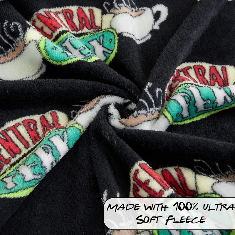 Friends TV Show Fleece Blanket, Super Soft Central Perk Blankets Throws, Warm And Cuddly Official Show Merchandise For Home (Black) - Image 4