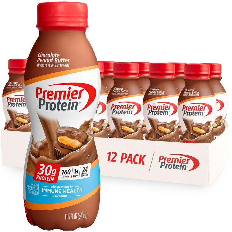 Premier Protein Shake, Chocolate Peanut Butter, 30g Protein, 1g Sugar, 24 Vitamins & Minerals, Nutrients to Support Immune Health, 11.5 Fl Oz, 12 Count - Image 1