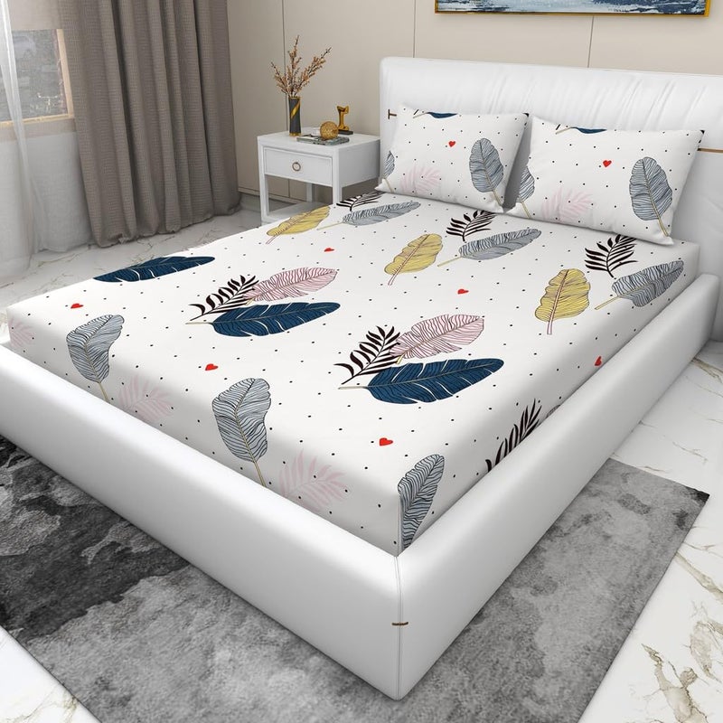 RD TREND 210 TC Queen Size Bedsheet for Double Bed Microfiber Double Bedsheet 90X90 Inches with 2 Pillow Cover 18X28 Inches Cream - Image 4