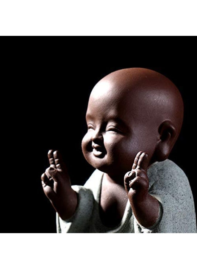 Kingzhuo Ceramic Tiny Cute Buddha Statue Monk Figurine Creative Baby Buddha Crafts Adorable Ornaments Classic Delicate Ceramic Arts and Crafts Small (7 x 10 CM) (Green) - Image 5