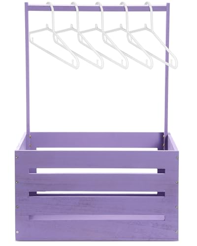 Suzile Wooden Baby Shower Crate Closet Wood Basket for Gifts with Handle Boy Girl Clothes Gender Reveal Storage Box for Newborn New ParentPurple - Image 1