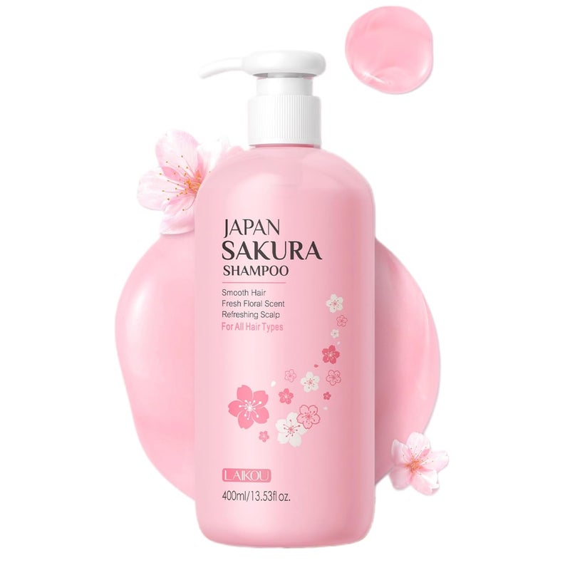 SURORAIN Sakura Shampoo 14oz Clarifying Hydrating and Thickening Hair Care Repairs Shine Strengthens Volumizing Japanese Cherry Blossoms Vegan Shampoo for Dry Damaged Hair Care  Scalp Exfoliation Pink
