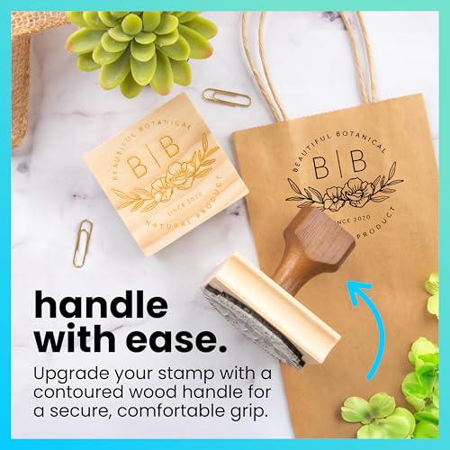 ExcelMark Custom Logo Stamp - Personalized Wood Rubber Stamp - Upload Your Own Image (3"x3") - Image 5