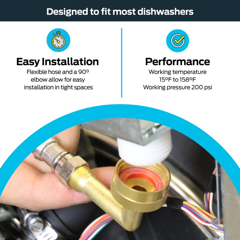Eastman Eastman Dishwasher Installation Kit, 4 Foot Supply Line with 3/8 Inch Compression Ends, 3/8 Inch MIP Elbow and 3/4 Inch FHT Elbow, Braided Stainless Steel Dishwasher Connectors, 41037  - Image 4