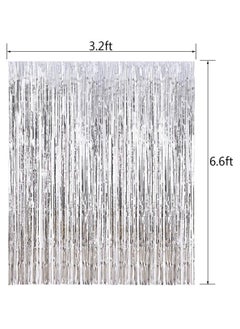 Generic 3.2ft x 6.6ft  Metallic Tinsel Foil Fringe Curtains Photo Booth Props for Birthday Wedding Engagement Bridal Shower Baby Shower Bachelorette Holiday Celebration Party Decorations  - Image 2
