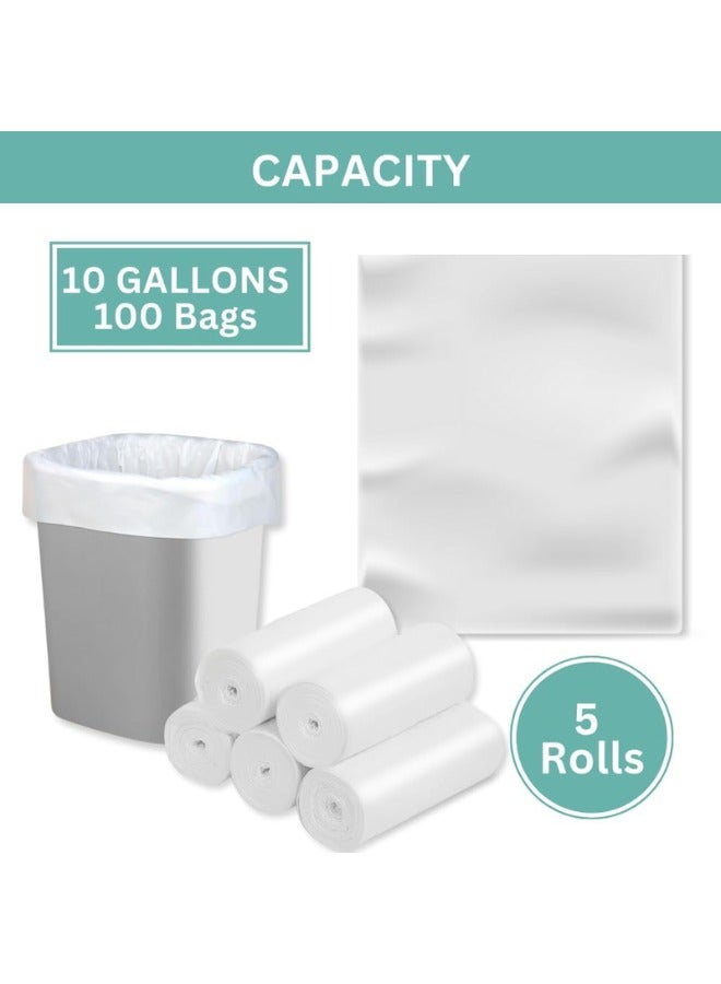 AlsayedP 10 Gallons 100 Trash Bags Heavy Duty White Plastic Garbage Bags for Contractor, Industrial, Home, Kitchen, Commercial, Yard, Lawn, Leaf (10 Gallons, 100 Bags) - Image 2