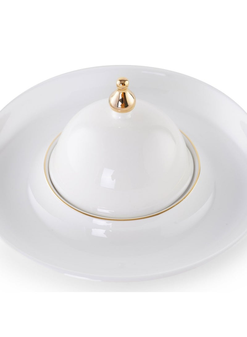 Pan Home Kenar Serving Set With Gold Rim Dia30cm - White - Image 4