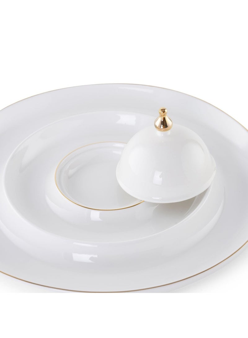 Pan Home Kenar Serving Set With Gold Rim Dia30cm - White - Image 5