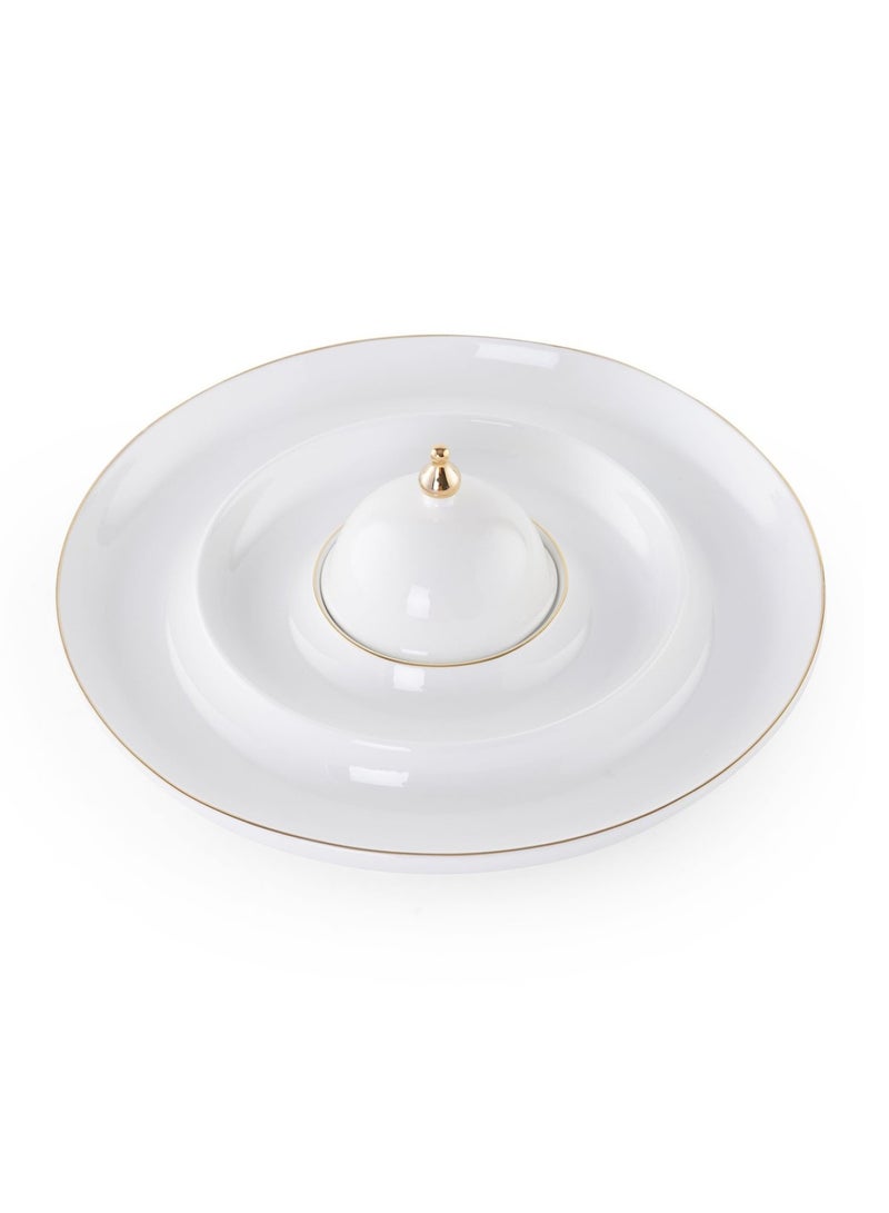 Pan Home Kenar Serving Set With Gold Rim Dia30cm - White - Image 2
