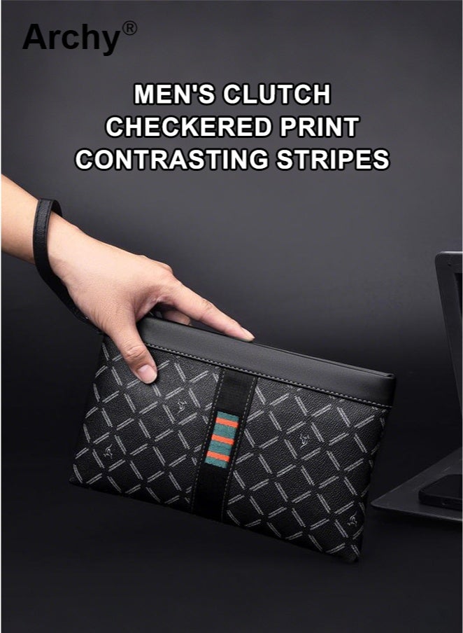 أرشي حقيبة كلاتش فاخرة للرجال بتصميم مغلف - حقيبة يد أنيقة بتصميم أنيق للشباب | للاستخدام اليومي والعملي | مقاس 7.9 بوصة، مقاومة للماء، متعددة الجيوب - Image 2