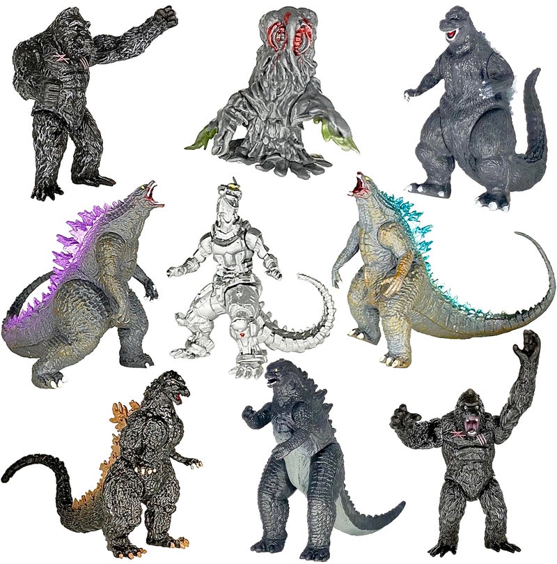 TwCare TwCare Set of 9 Godzilla Dinosaur vs Kong Toys King of The Monsters Movable Joint Action Figures Hedorah Mecha MechaGodzilla Burning Heisei Kids Birthday Cake Toppers Pack  Travel Bag - Image 1