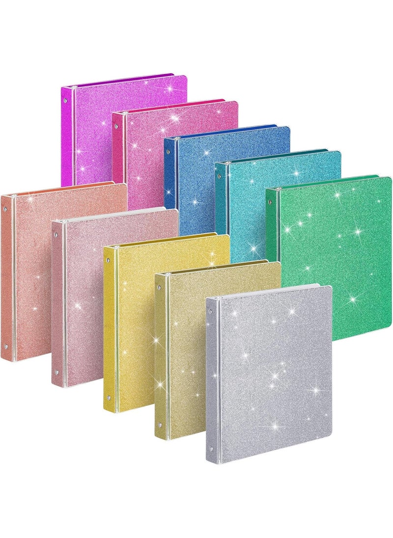 Geyoga Geyoga 10 Pieces 3 Rings Binder Glitter 1 Inch Round Ring Binder Organizer Hold 300 Sheet fit 85 x 11 Paper File Folder Binders for Office Supplies Planner 116 x 102 x 13 Inch  - Image 1