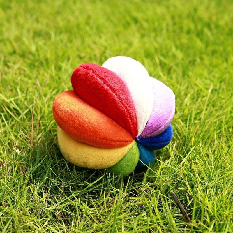 B4BRAIN Rainbow Soft Ball for Babies | Cotton Colorful Early Learning Toy for Crib Stroller Car Seat | Montessori Sensory Play | Teething Safe | Baby Gift | 3 to 12 Months | Multicolor - Image 3