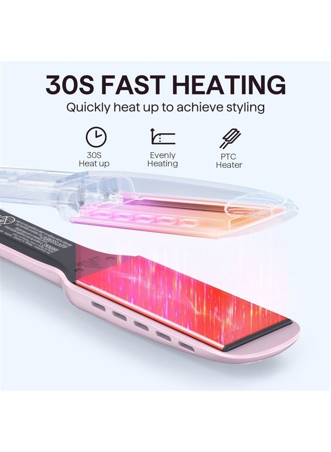 Wavytalk Wet to Straight Hair Straightener, Titanium 1.75 Inch Wide Vent Sesh Flat Iron for Damp or Dry Hair, Straightener with Dual Voltage Leave Silky Smooth Look, 20% Faster Styling, Pink - Image 4