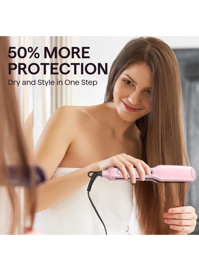 Wavytalk Wet to Straight Hair Straightener, Titanium 1.75 Inch Wide Vent Sesh Flat Iron for Damp or Dry Hair, Straightener with Dual Voltage Leave Silky Smooth Look, 20% Faster Styling, Pink - Image 3