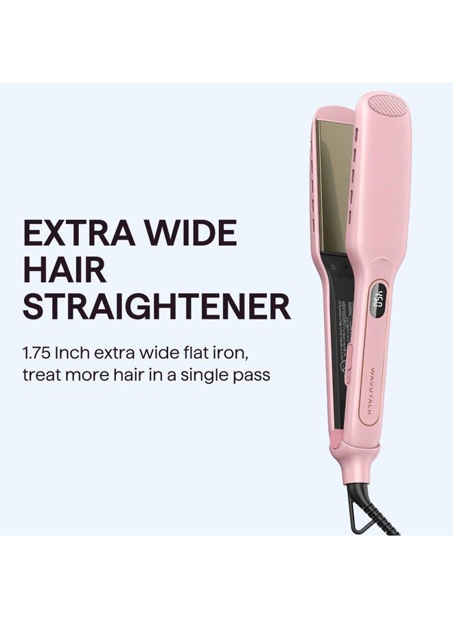 Wavytalk Wet to Straight Hair Straightener, Titanium 1.75 Inch Wide Vent Sesh Flat Iron for Damp or Dry Hair, Straightener with Dual Voltage Leave Silky Smooth Look, 20% Faster Styling, Pink - Image 5