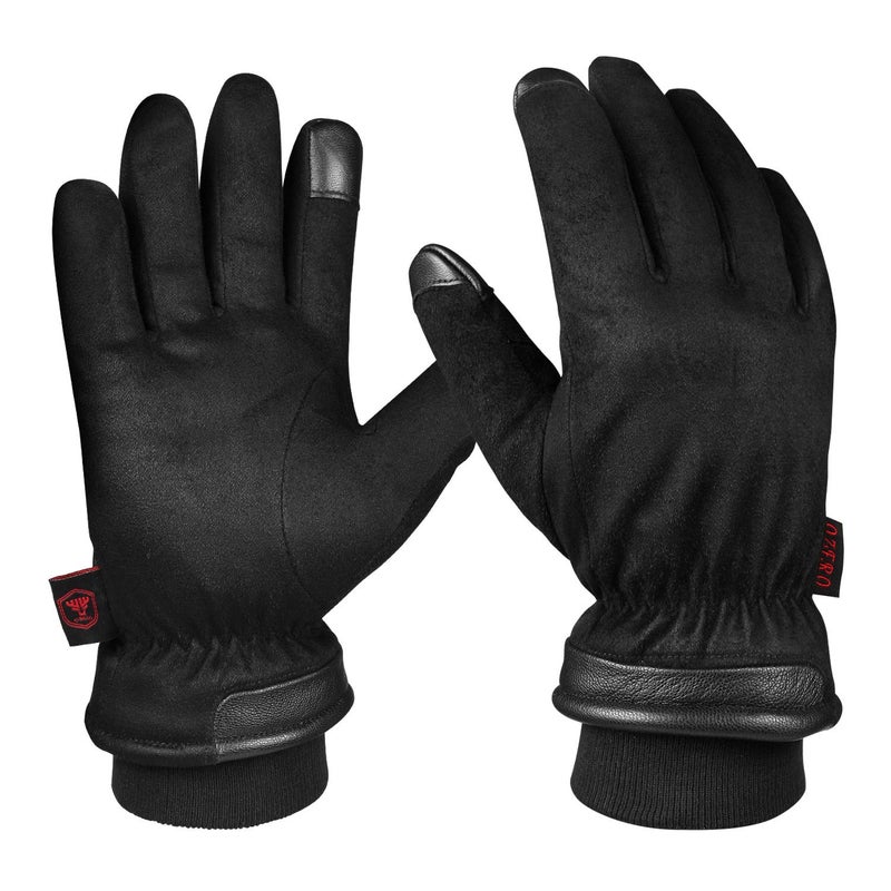 OZERO Waterproof Gloves Winter Warm Touch Screen Elastic Cuff Windproof Insulated for Driving/Motorcycle/Snow Ski/Hiking/Hunting Thermal Christmas Gifts for Men Dad (Medium,Black) - Image 1