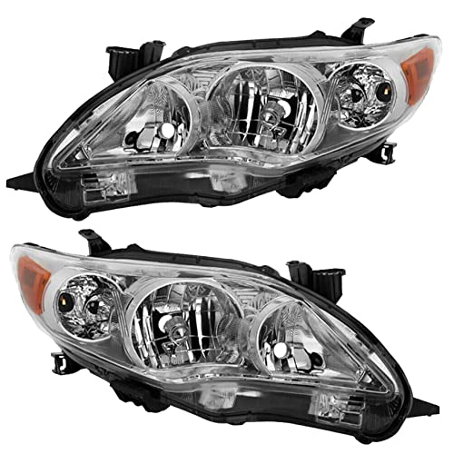 ANTUKO Halogen Headlight Assembly Driver and Passenger Side Chrome Headlamps Replacement for 2011 2012 2013 Corolla TO2502203 TO2503203 - Image 2