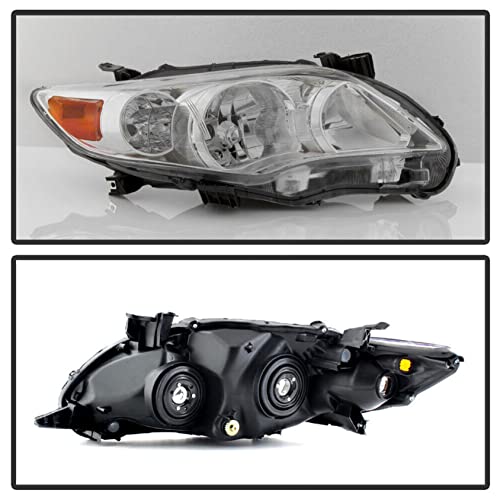 ANTUKO Halogen Headlight Assembly Driver and Passenger Side Chrome Headlamps Replacement for 2011 2012 2013 Corolla TO2502203 TO2503203 - Image 4