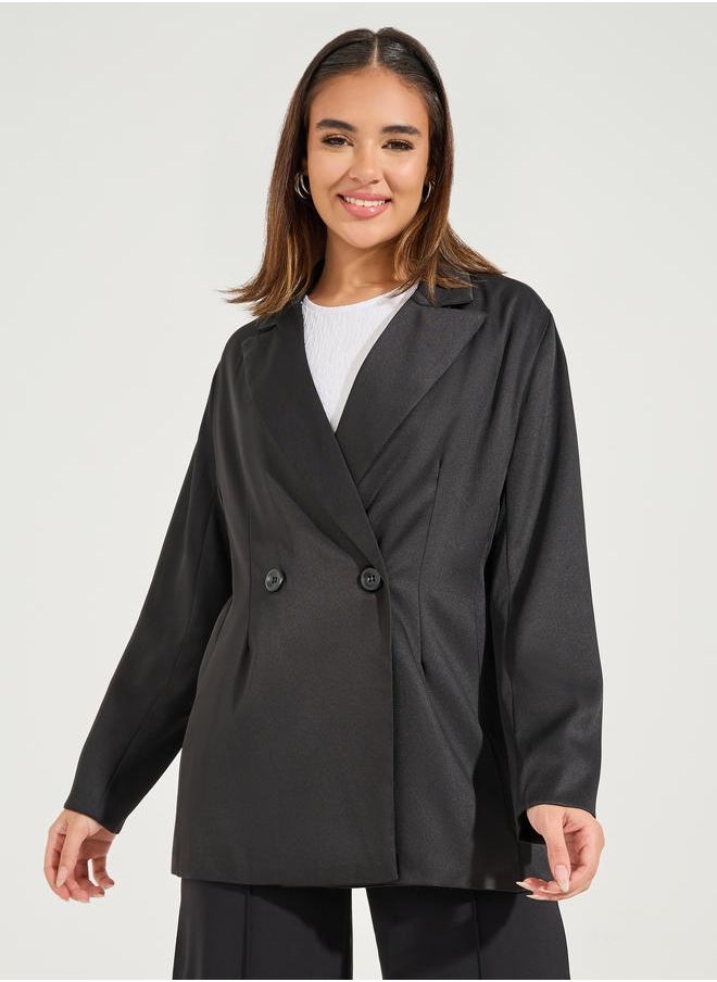 Styli Oversized Fit Longline Double Breasted Blazer  - Image 1