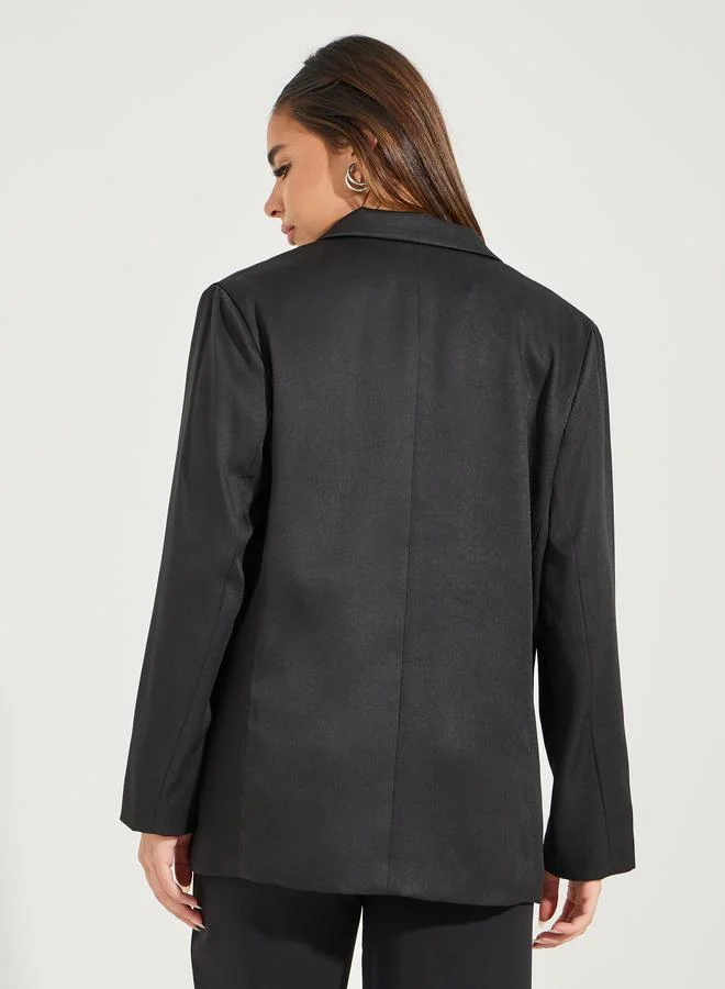 Styli Oversized Fit Longline Double Breasted Blazer