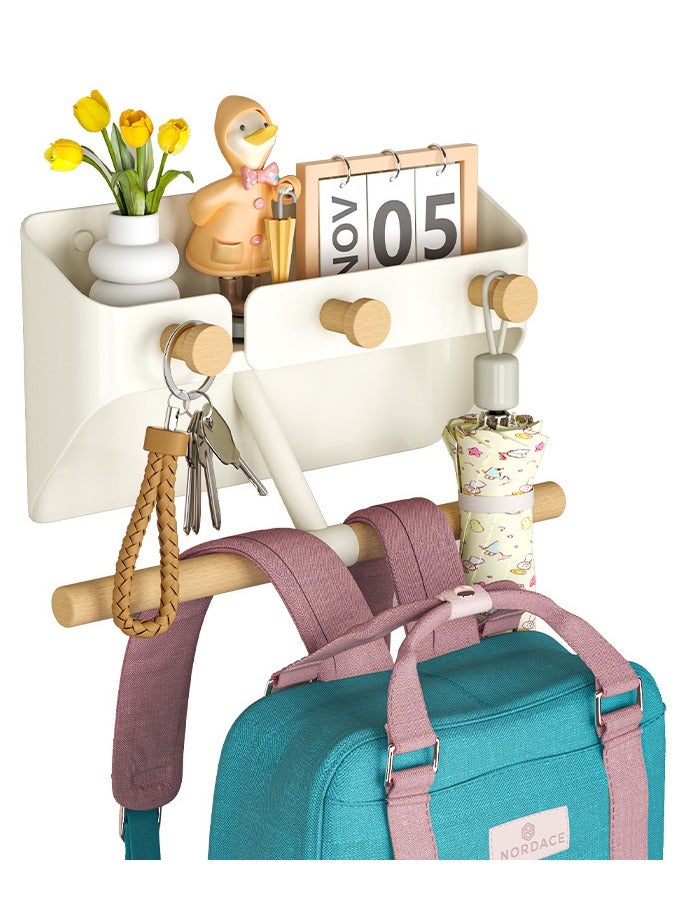 XiuWoo Multifunctional Wall-mounted Simple School Bag Handbag Wall Rack Clothes Closet Hanger Rack Storage Box Suitable for Bags Clothes Umbrellas Keys and Small Item  - Image 1