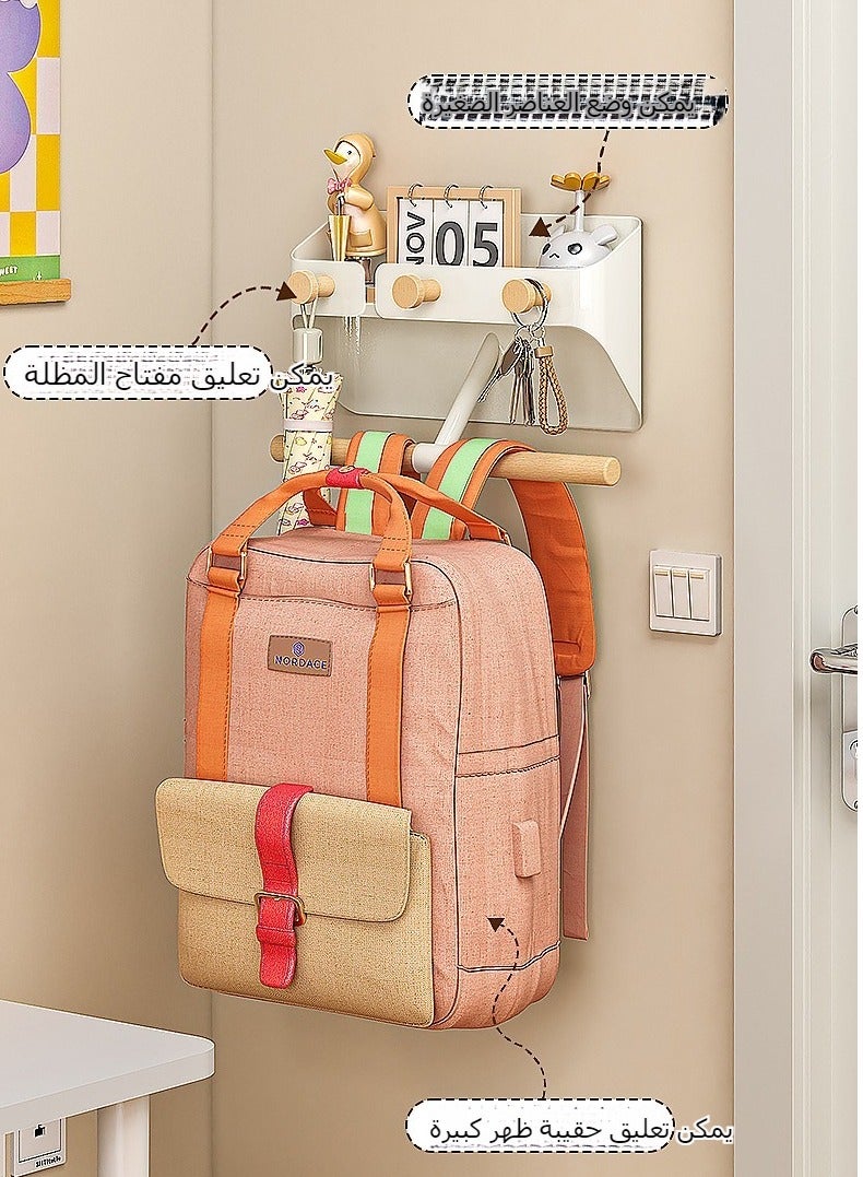 XiuWoo Multifunctional Wall-mounted Simple School Bag Handbag Wall Rack Clothes Closet Hanger Rack Storage Box Suitable for Bags Clothes Umbrellas Keys and Small Item  - Image 4