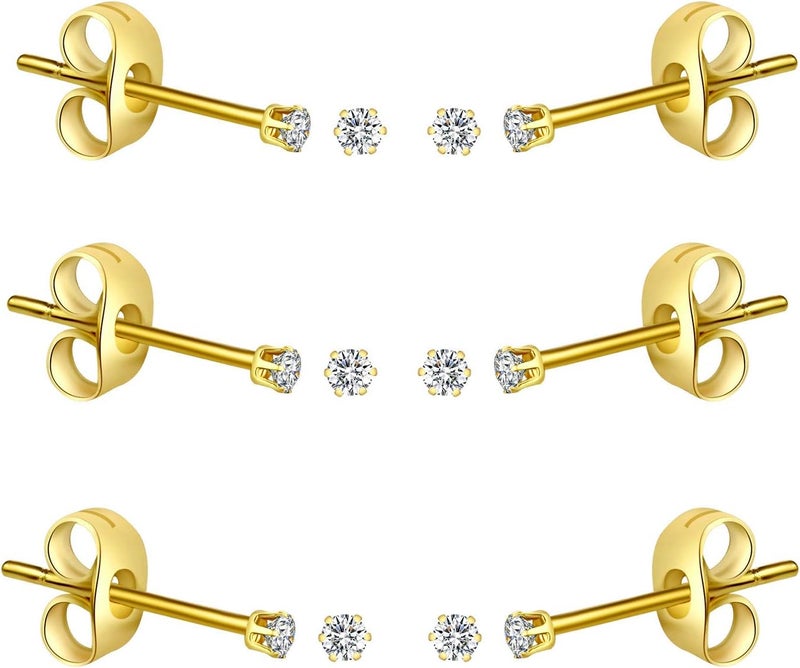 FOSIR 10 Pairs Tiny Womens Surgical Stainless Steel Clear Cubic Zirconia Stud Earrings, Hypoallergenic 316L Earrings Set - Image 1