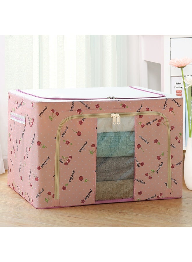 Clothes Storage Bins with Metal Frame，Foldable Storage Bins with Lids Zipper Clear Window Reinforced Handles，Stackable Storage Box Organizer for Clothing Bedding, 66L - Image 2