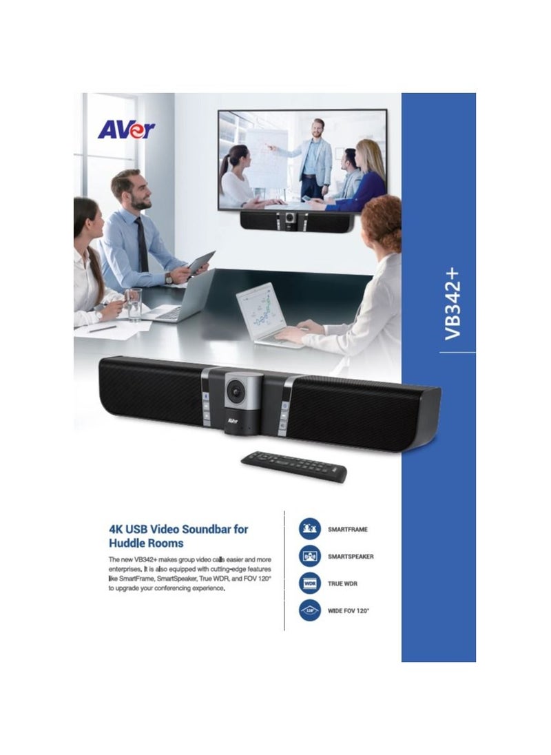 AVer - AVer VB342+ 4K Camera Soundbar for Huddle Room - Image 1