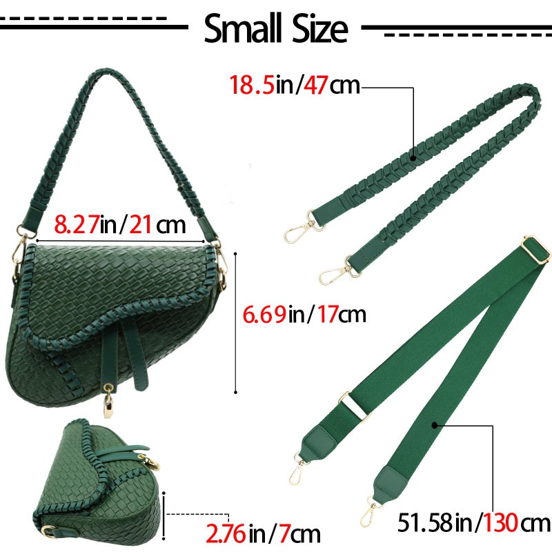 ERWUBA fashion women saddle shoulder bag clutch purse small crossbody satchel handbag woven imitation crocodile leather bag (Green) - Image 5