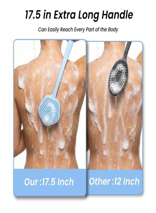 Redfly Silicone Back Scrubber for Shower Brush, 17 inch Long Handled Silicone Body Scrubber for Men & Women, Double Sided Shower Scrubber for Body Brush Exfoliator and Massage, Blue - Image 4