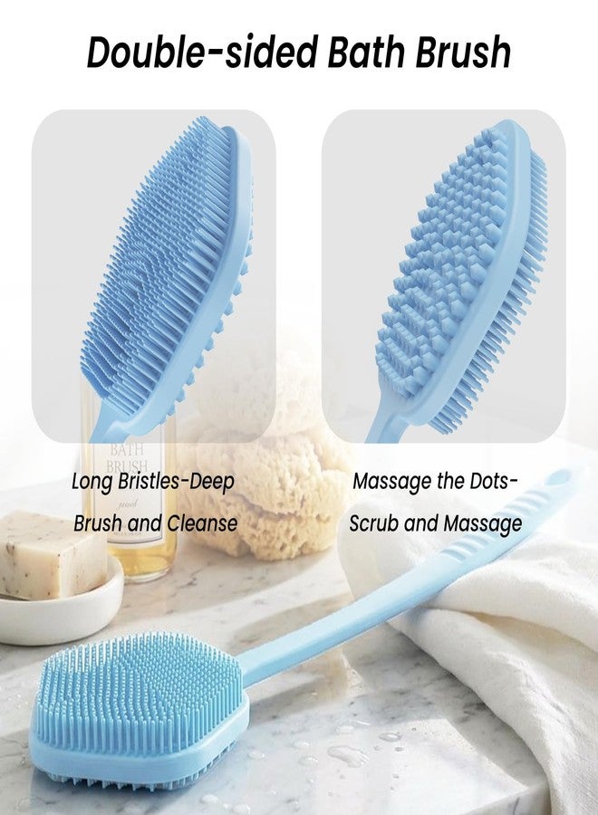 Redfly Silicone Back Scrubber for Shower Brush, 17 inch Long Handled Silicone Body Scrubber for Men & Women, Double Sided Shower Scrubber for Body Brush Exfoliator and Massage, Blue - Image 3