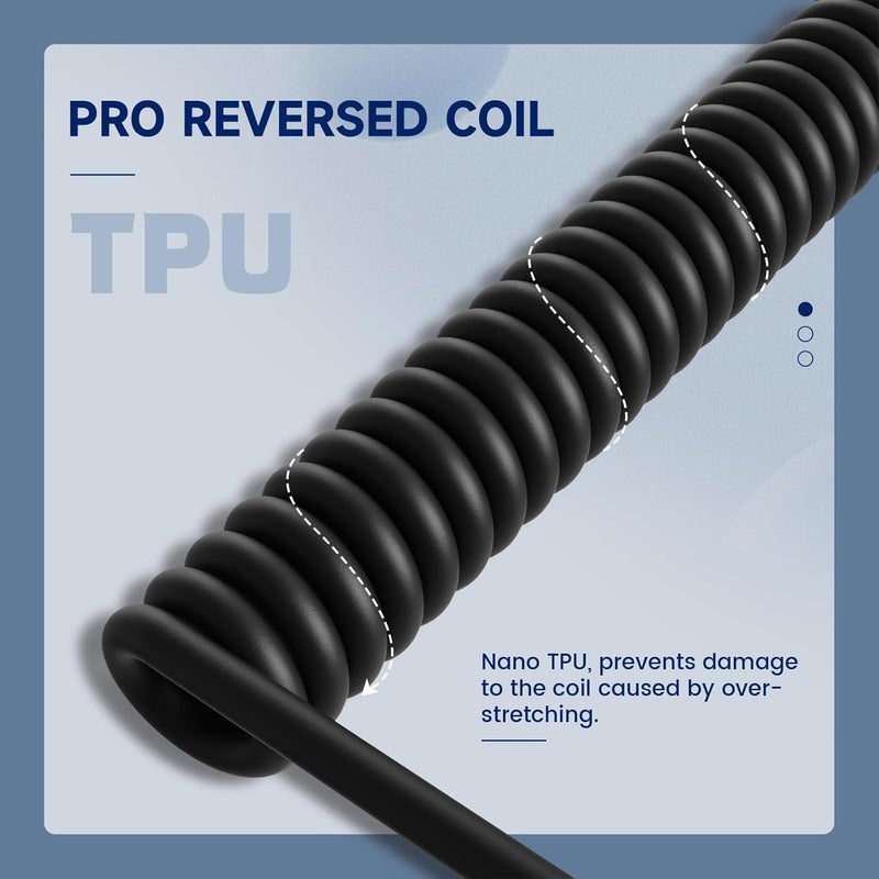 MAMBASNAKE كابل لوحة مفاتيح ملفوف MAMBASNAKE C01، كابل طيار مخصص محترف من نوع USB-C، سريع فائق السرعة من نوع C إلى USB-A بمعدل عودة 8 كيلوهرتز مع موصل طيران معدني للوحة مفاتيح ألعاب الكمبيوتر - أسود - Image 3