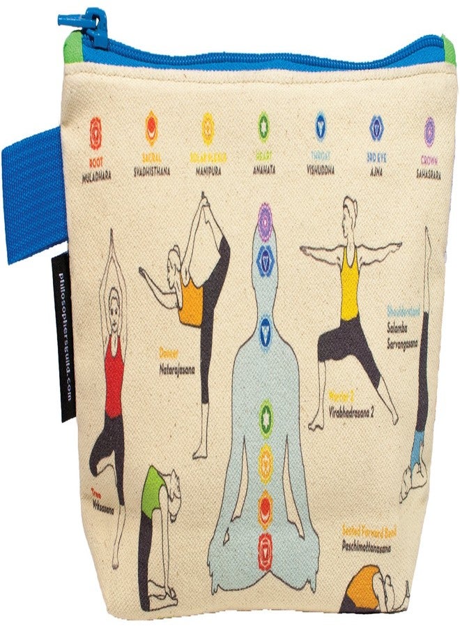The Unemployed Philosophers Guild Yoga Bag - 9" Canvas Zipper Asana Themed Pouch for Pencils, Tools, Cosmetics, Toiletries and More - Image 1