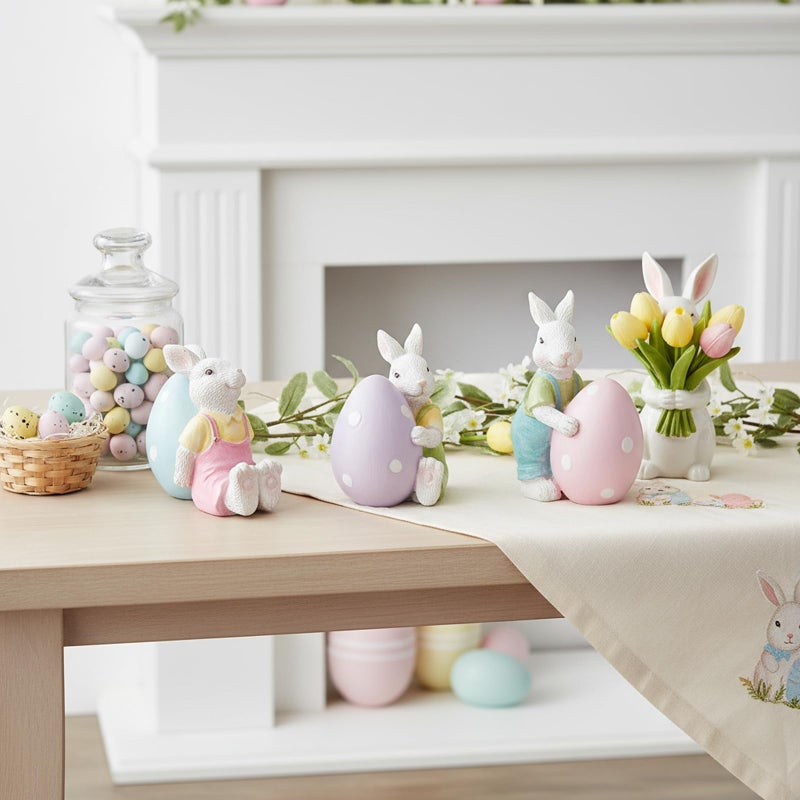 Braxio Spring Easter Bunny Eggs Decoraion - Set of 3 Collectible Mini Resin Bunny Figurines for Tiered Tray Decor Spring Home Decor Table Centerpiece Mantel Shelf Party Decorations 2 Inch Tall - Image 3