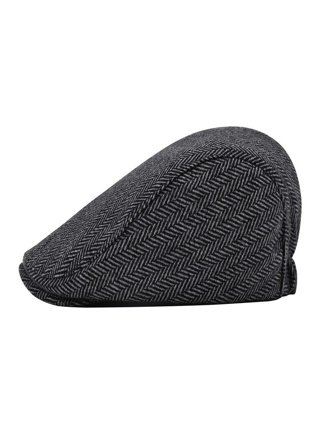 STARANCE Men's Flat Cap Wool Tweed Driving Irish Newsboy Hat, Herringbone Gray, One size - Image 3
