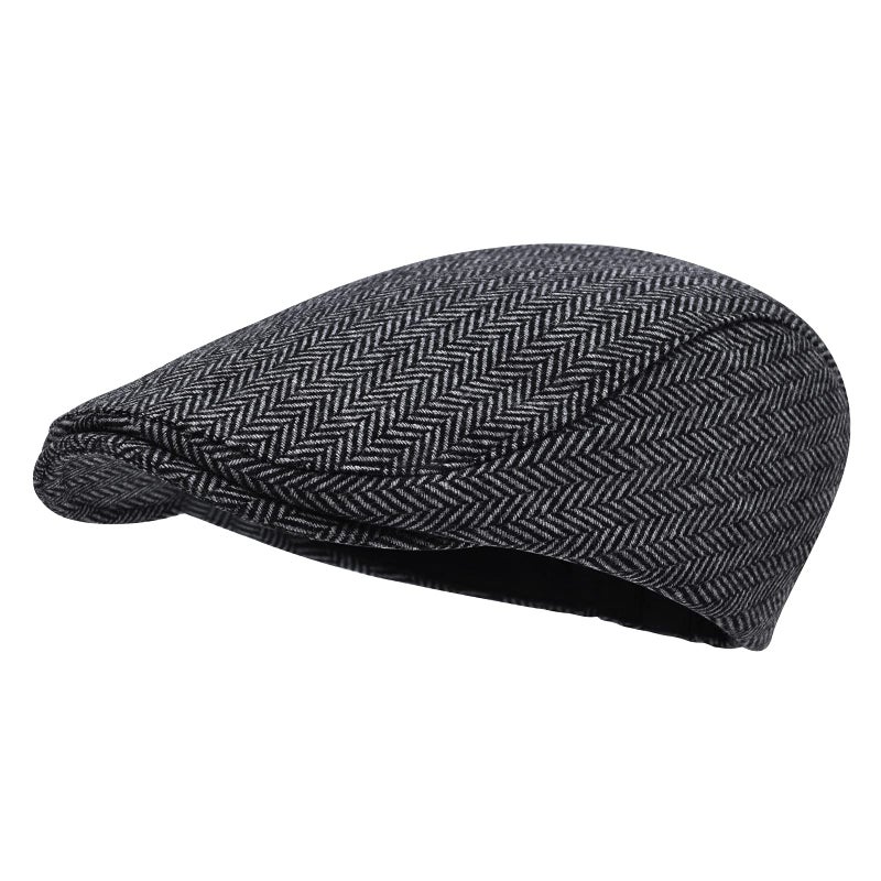 STARANCE Men's Flat Cap Wool Tweed Driving Irish Newsboy Hat, Herringbone Gray, One size - Image 1