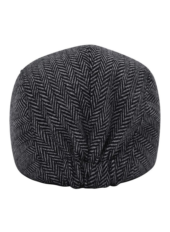 STARANCE Men's Flat Cap Wool Tweed Driving Irish Newsboy Hat, Herringbone Gray, One size - Image 5
