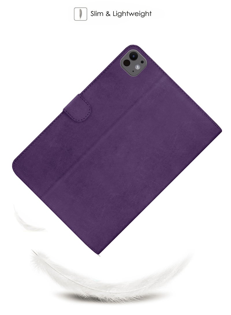 Wtech PU Leather Magnetic Closure Flip Case Cover For Apple iPad Pro 13 5G 2025 7th Generation 13 Inch Purple - Image 3