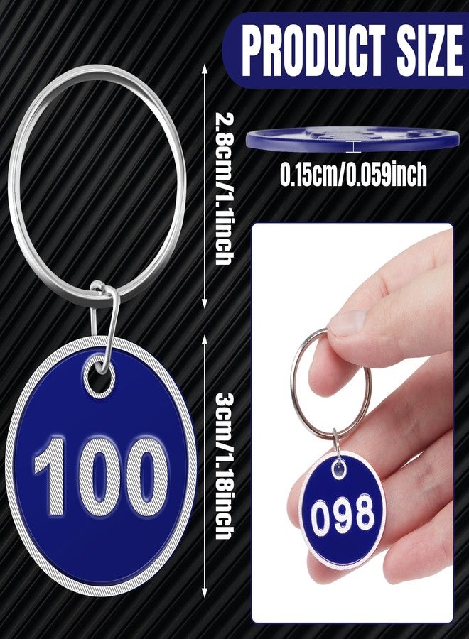 Tandefio 1-100 Numbered Key Tags Round ID Aluminum Alloy Metal Number Tags Marking Hang Luggage Labels with Rings for Dormitory Key Chain Box Cabinet Lockers(Blue) - Image 2