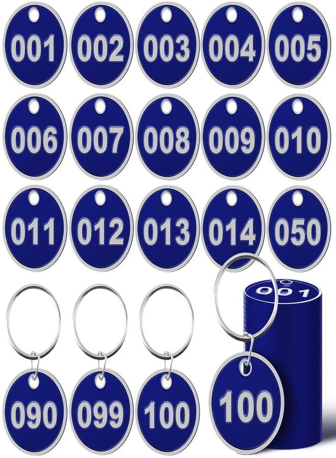 Tandefio 1-100 Numbered Key Tags Round ID Aluminum Alloy Metal Number Tags Marking Hang Luggage Labels with Rings for Dormitory Key Chain Box Cabinet Lockers(Blue) - Image 1