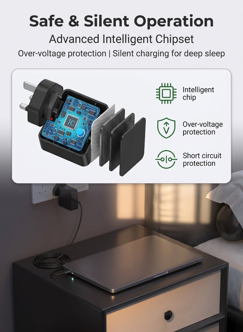 شاحن جهاز كمبيوتر محمول 65 واط، شاحن جهاز كمبيوتر محمول من نوع USB-C، متوافق مع لينوفو تينك باد يوجا، كروم بوك، آيديابد، شحن سريع، قابل للتشغيل مع أجهزة HP وآسوس وأكور وغيرها من الأجهزة من نوع C - Image 2