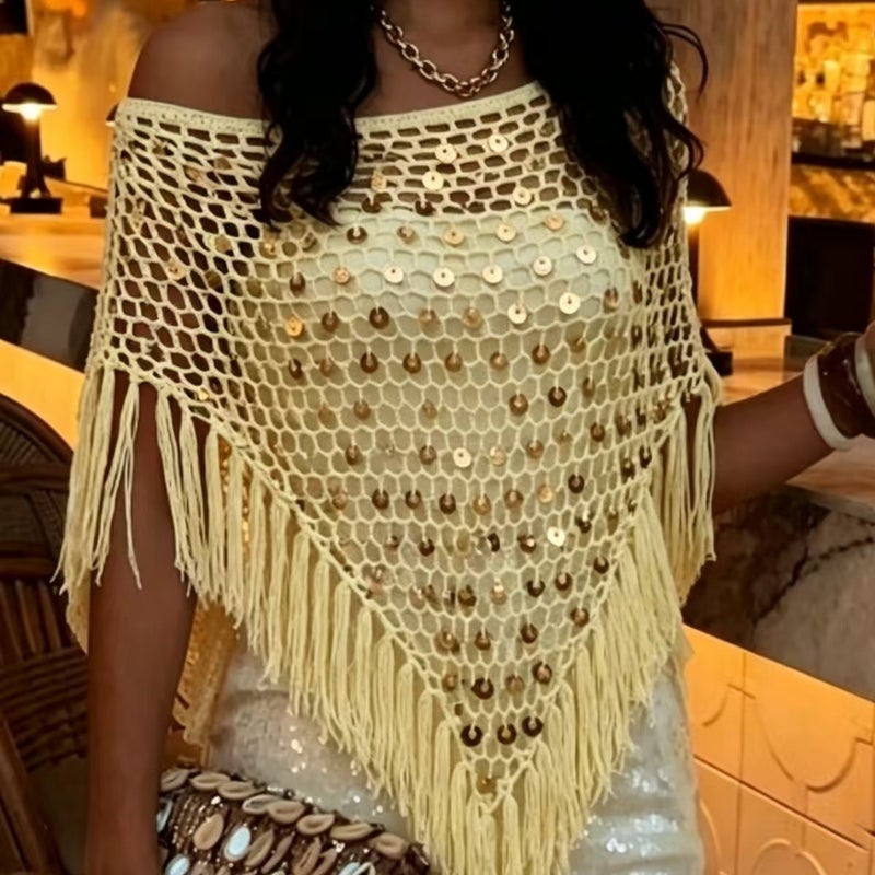 كيب نسائي محبوك يدويًا بترتر - Image 3