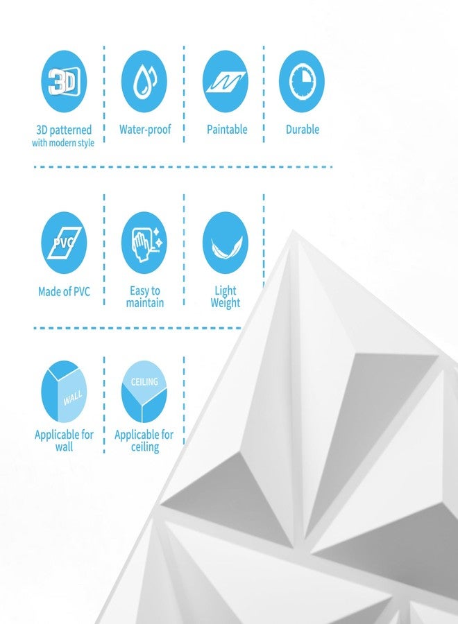 Art3d 3D Wall Panels 20 Pack, 11.8" x 11.8" (19 Sq.ft) PVC Wall Panels, Glue Up Wall Decor for Living Room, Bedroom, Office, White - Image 2