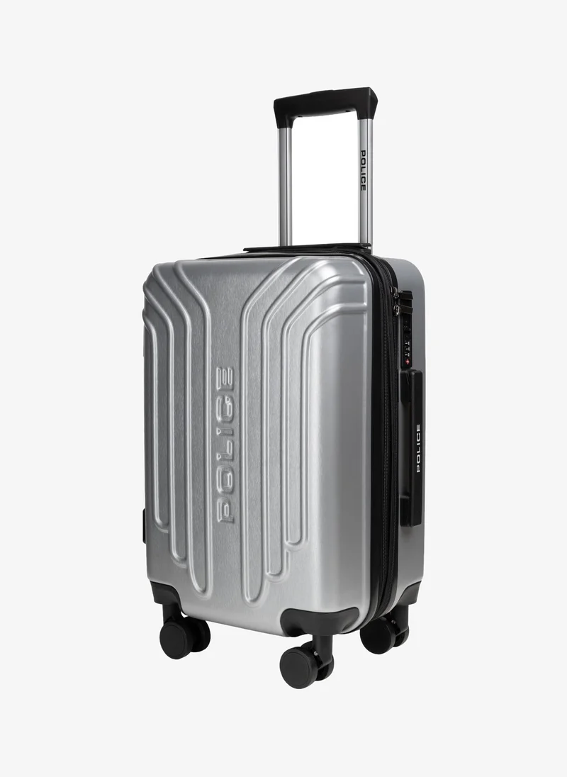 بوليس Police London Hardside Spinner Carry-On Trolley with Bold Urban Design, Hardside Travel Protection & Smooth Spinner Format – Gray